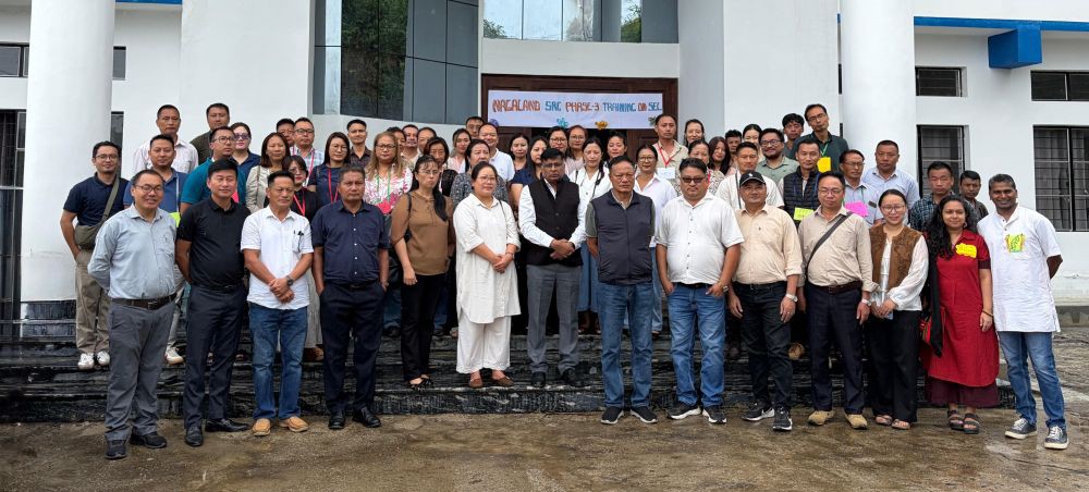 Officials along with the participants during the Phase-3 training programme for SRG on Social Emotional Learning (SEL) held at Pherima, near Medziphema on September 3.